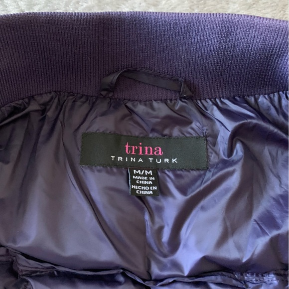 Trina by Trina Turk purple down lined bomber jacket - Picture 9 of 16